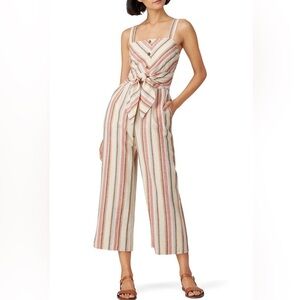 💕Saylor Chevron Striped Sleeveless Ilhan Wide Leg Jumpsuit Size Small Bohemian